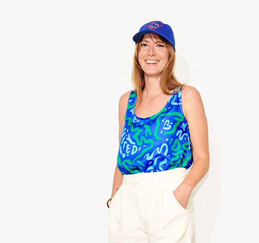 Top World Lover bleu vert 100% Tencel