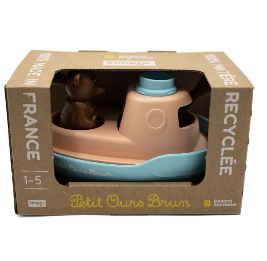 Bateau Petit Ours Brun - Jouet de Bain made in France en Plastique recyclé