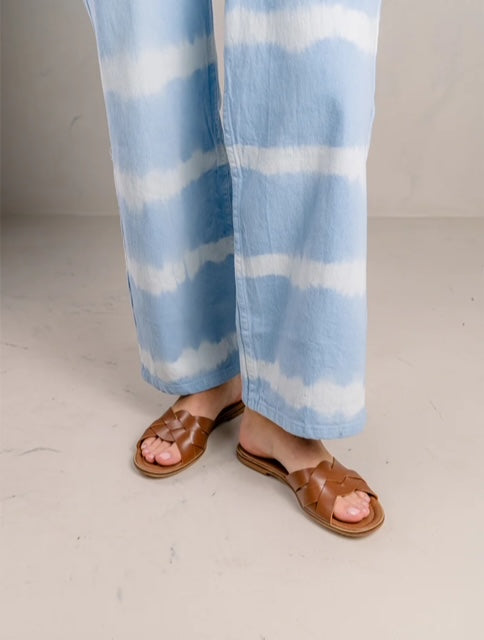 Mules Athena cuir tressé camel