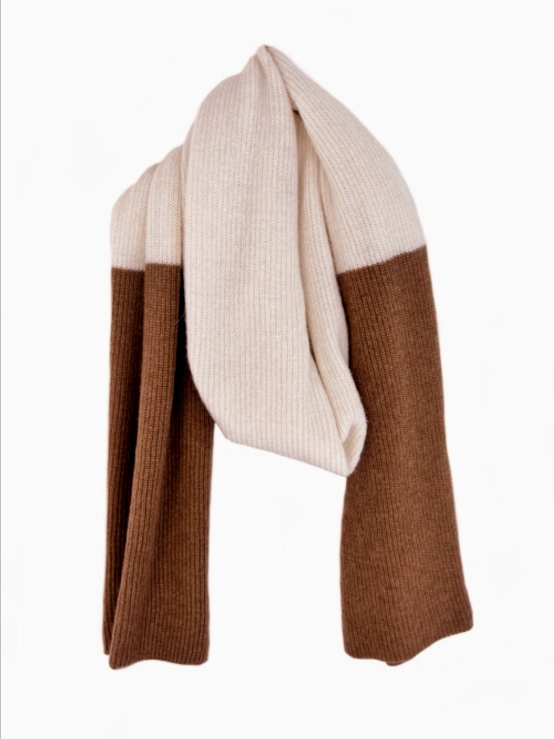 écharpe bicolore choco/crème