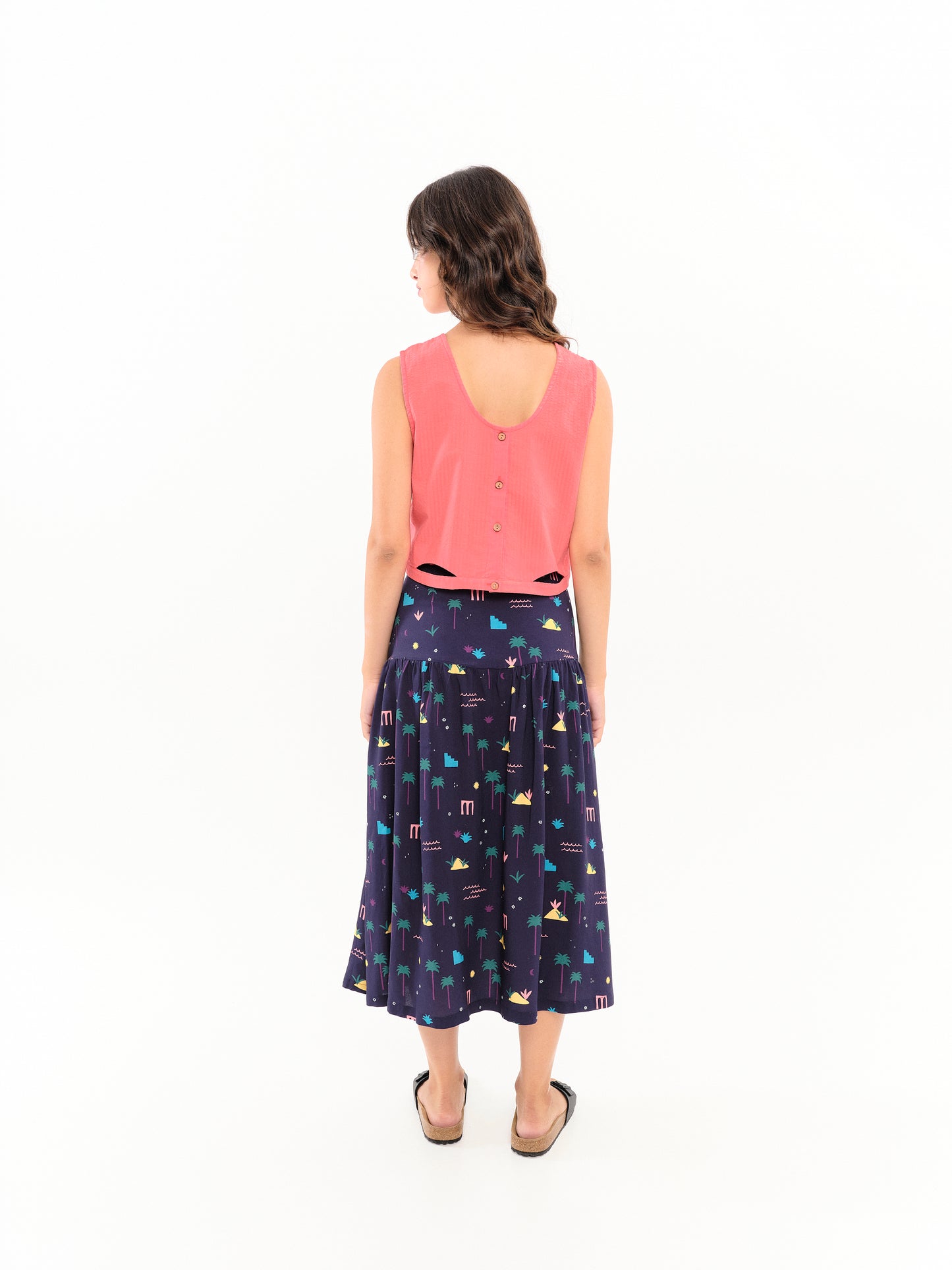 Jupe midi Palm Springs navy