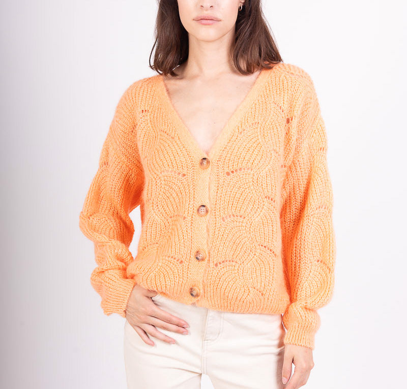Cardigan gilet laine mélangée/ diff coloris