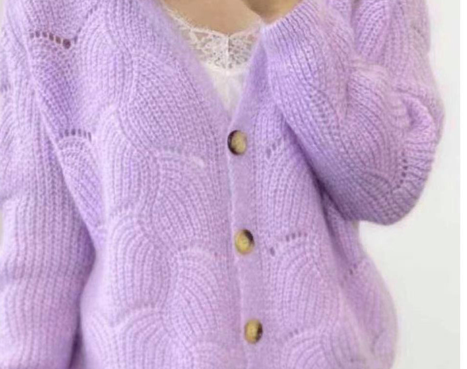 Cardigan gilet laine mélangée/ diff coloris