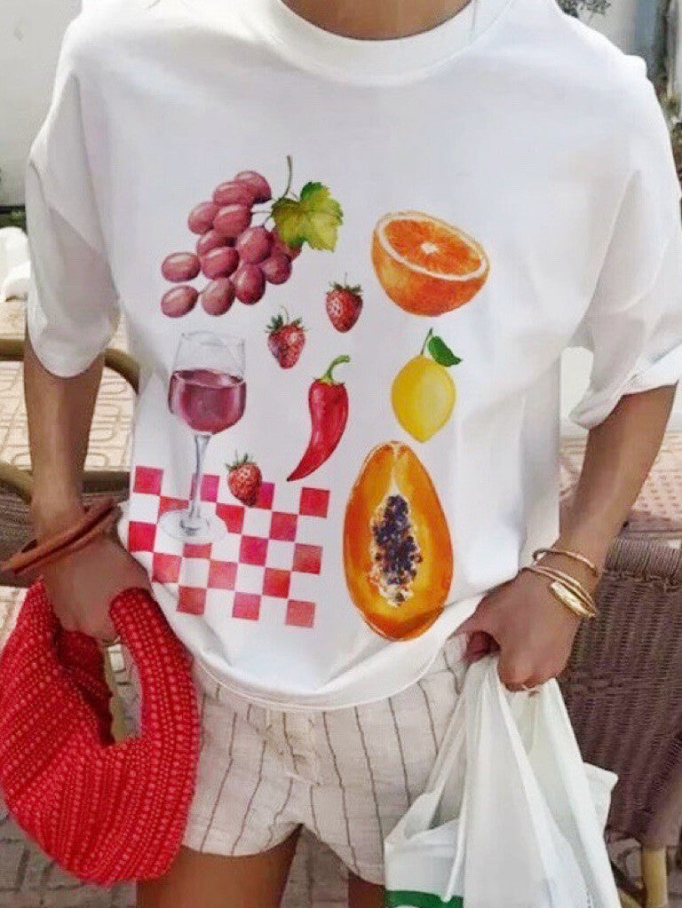 T-shirt blanc table fruitée