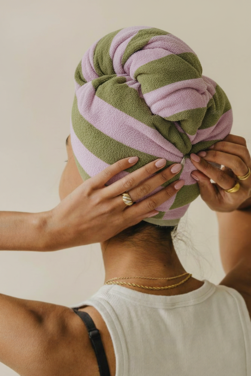 serviette éponge 3 formats multiusage / rose vert