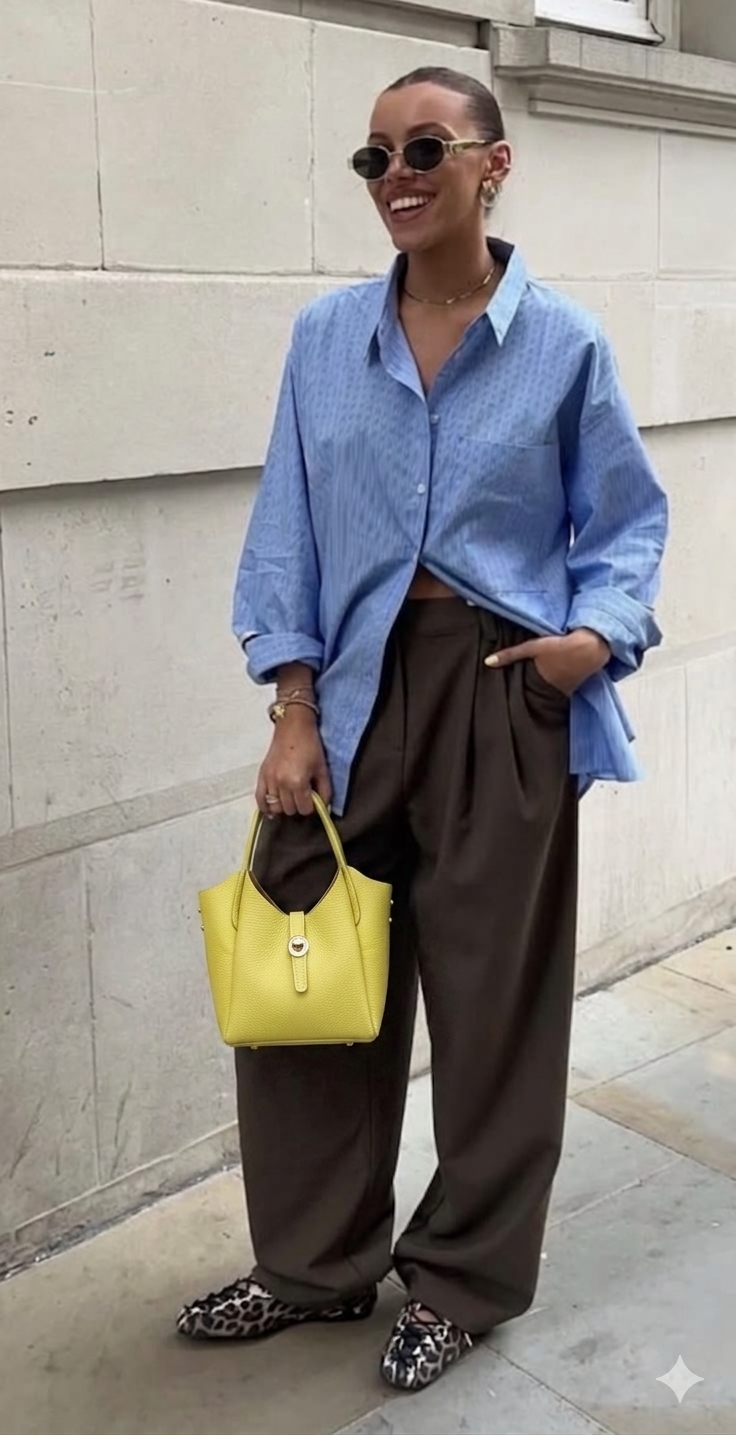 Sac à main en cuir double porté Naia jaune citron