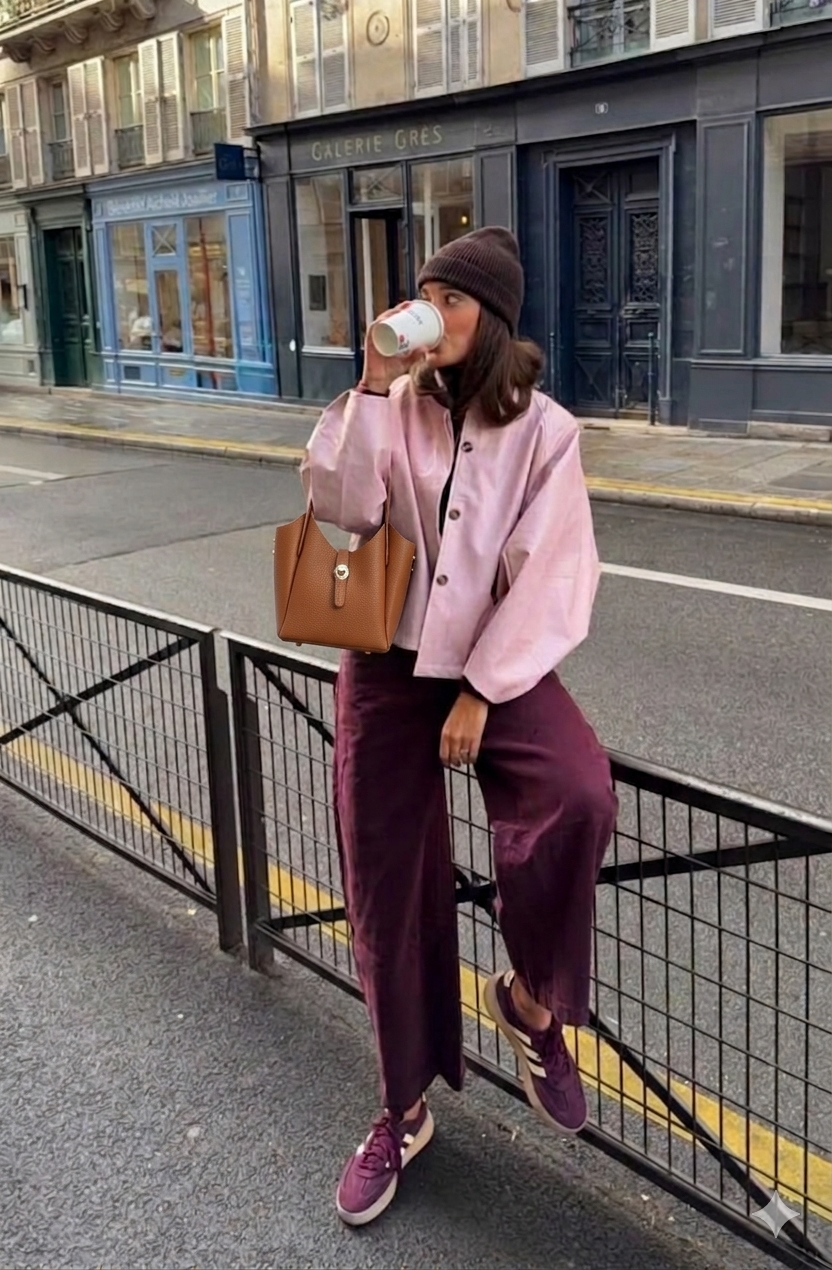 Sac à main en cuir double porté Naia camel