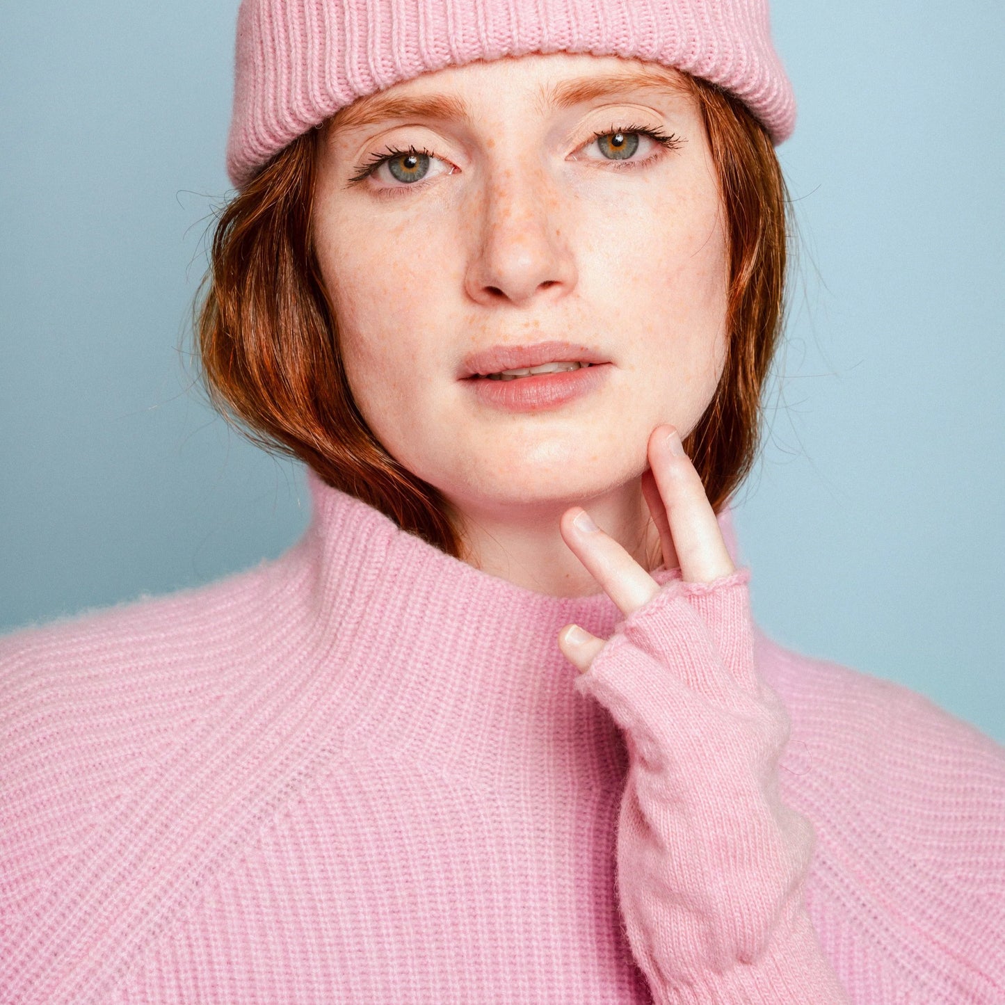 Mitaines unies mixtes rose
