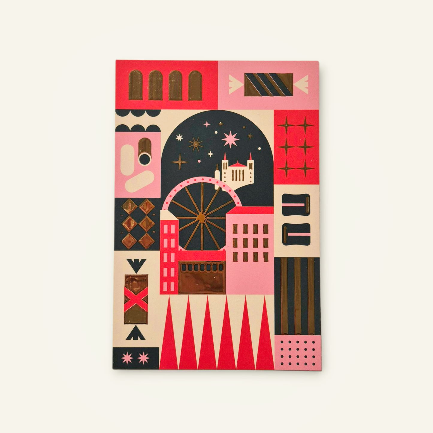 Carte de Lyon festif détails dorés