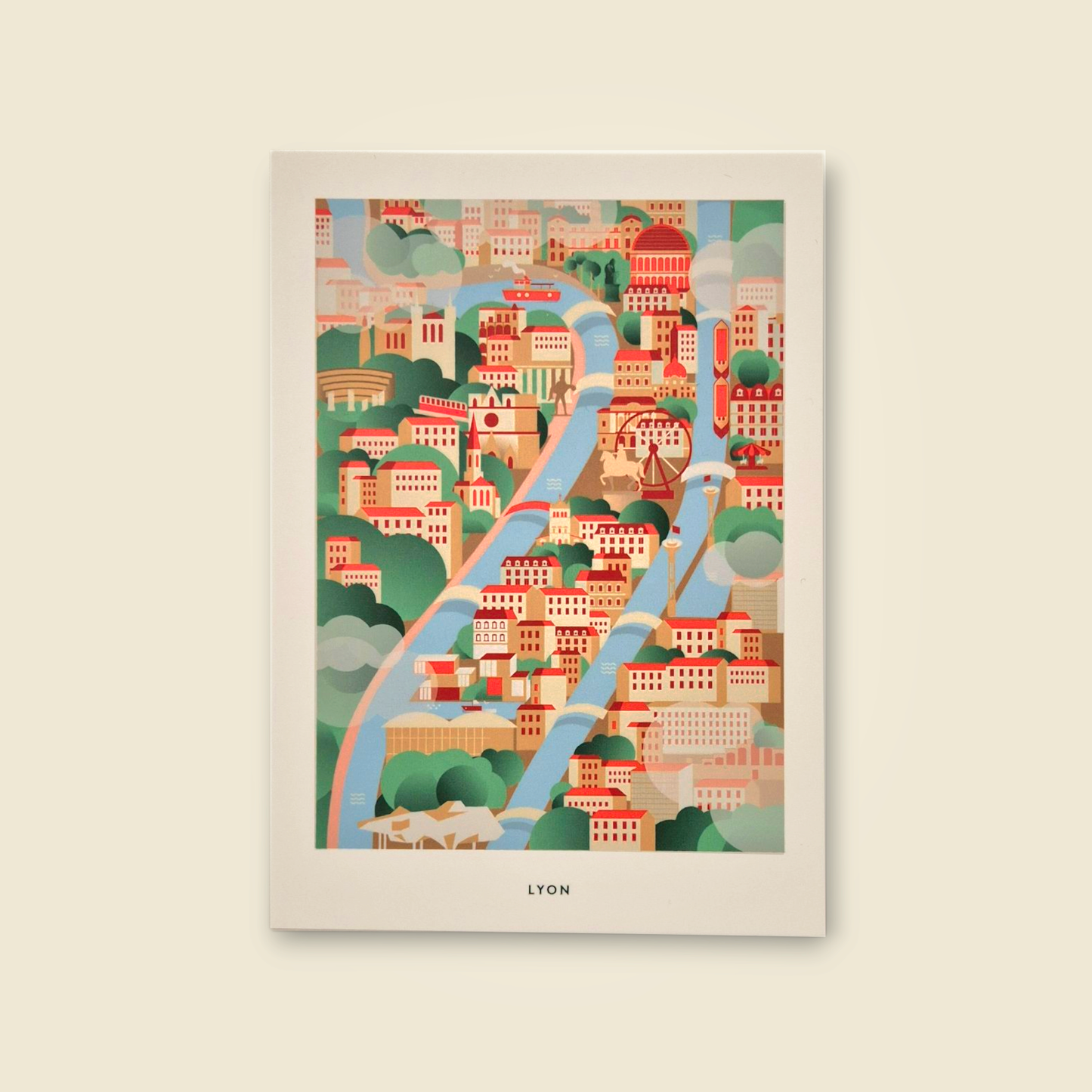 Carte map de Lyon stylisée