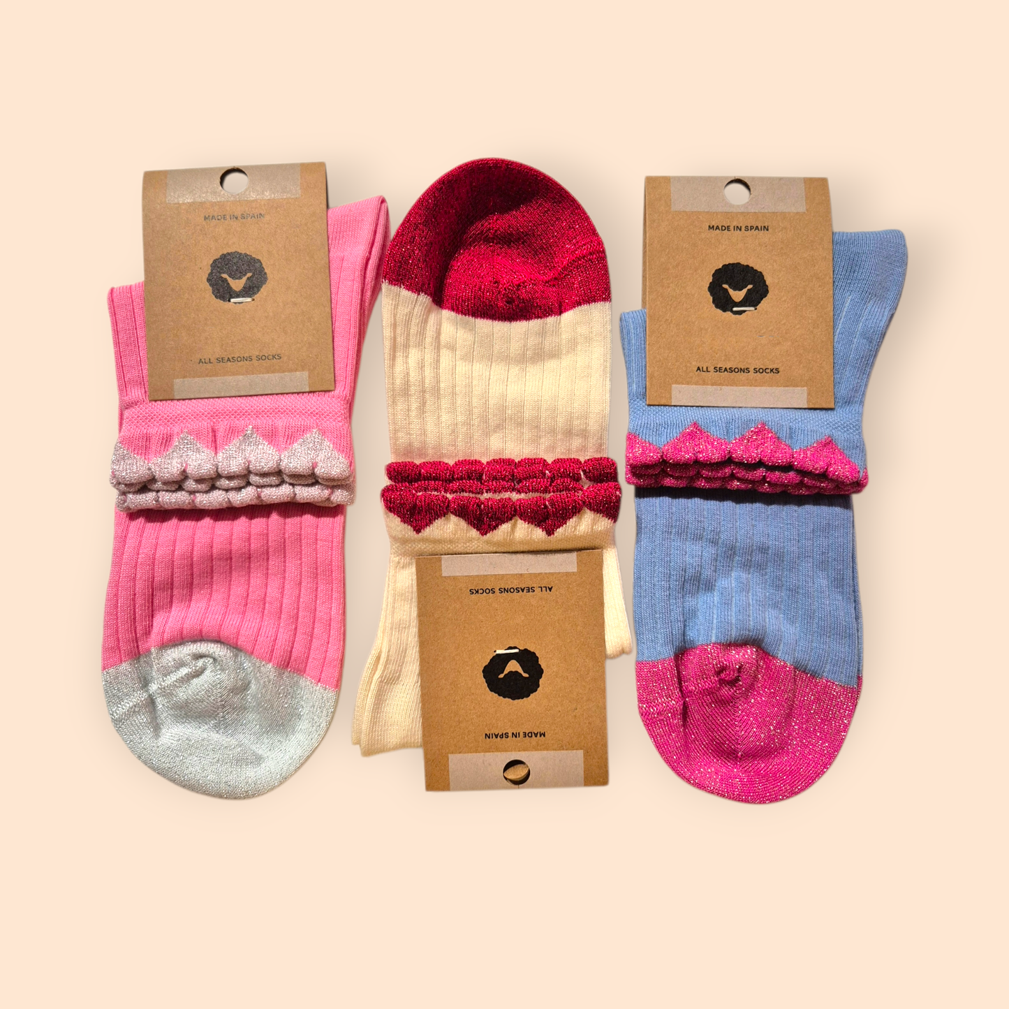 Chaussette petits cœurs / 3 coloris