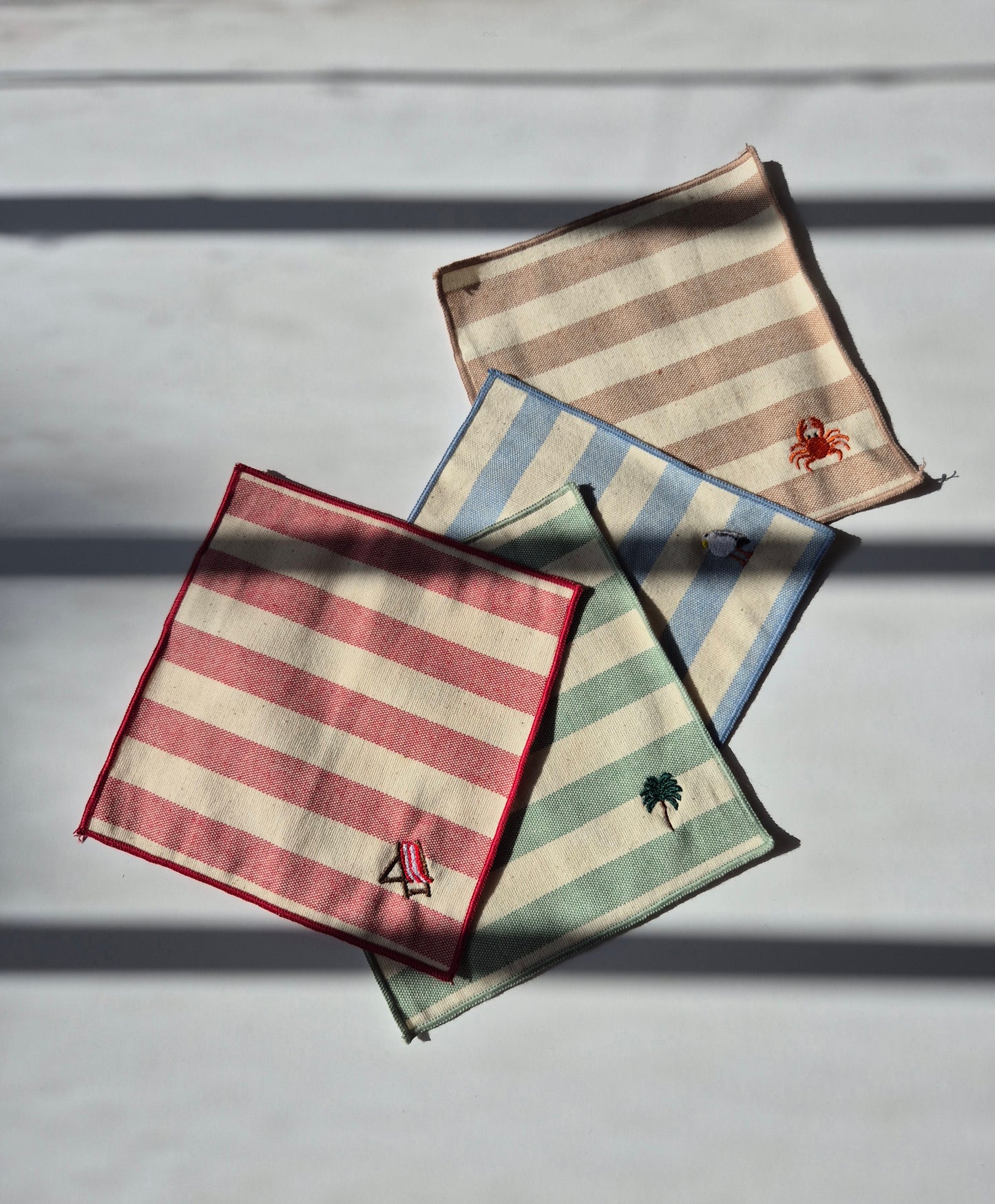 Lot de 4 serviettes cocktail coton L'été