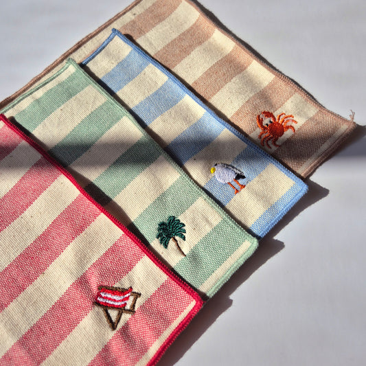 Lot de 4 serviettes cocktail coton L'été