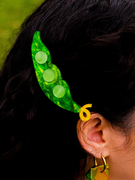 Pince clip cheveux cosse de petits pois