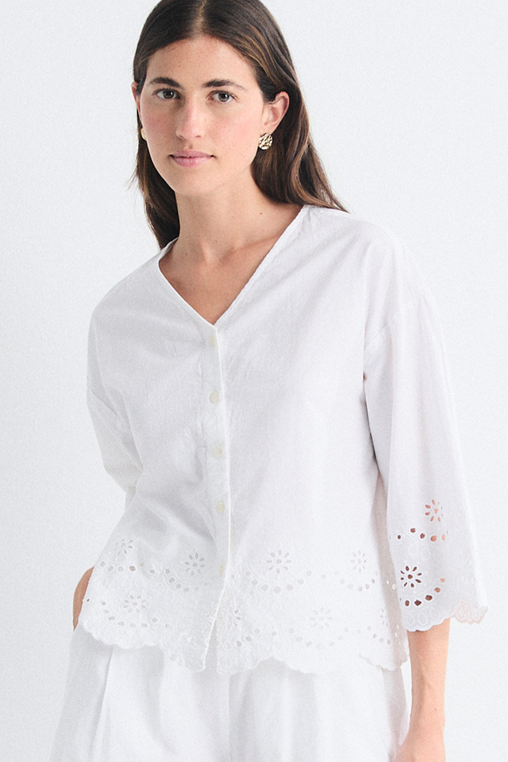chemisier blanc broderie anglaise OSCAO