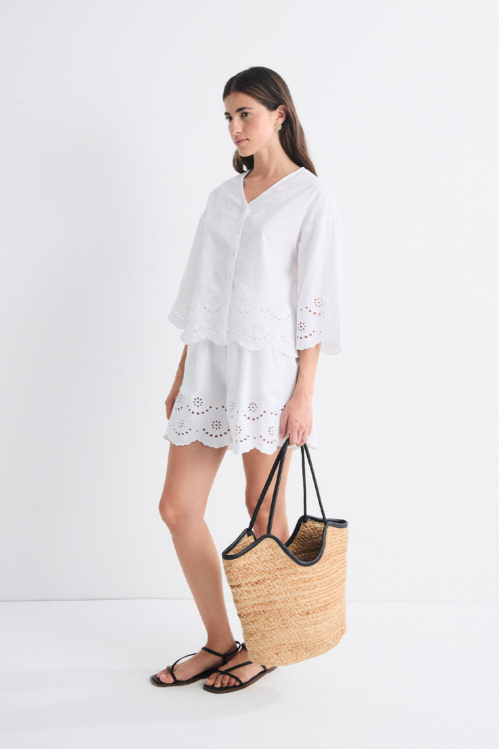 chemisier blanc broderie anglaise OSCAO