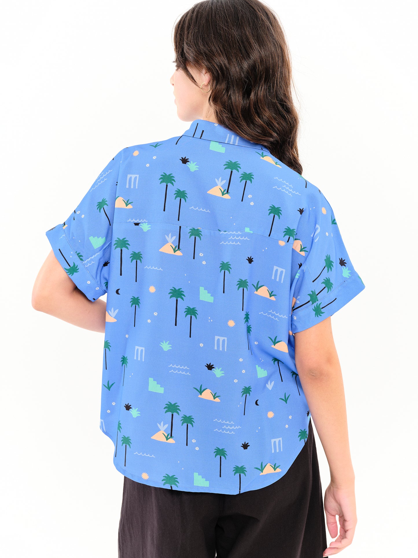 Chemise manches courtes Palm Springs azur