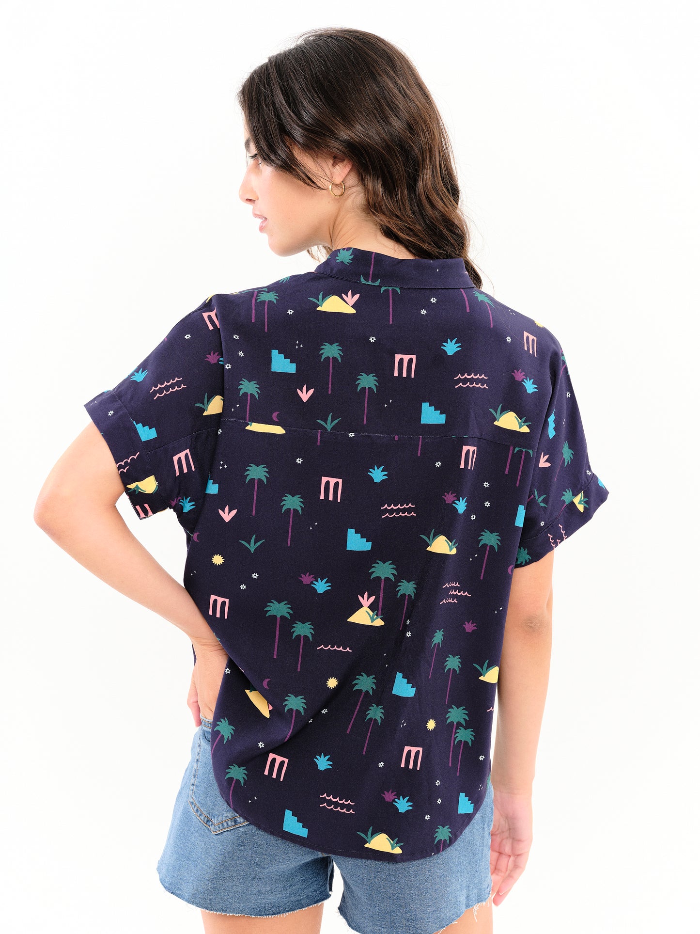 Chemise manches courtes Palm Springs navy
