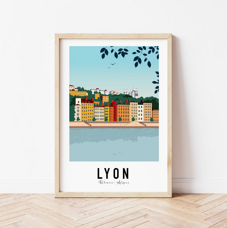 Affiche A3 Lyon quais de Saône