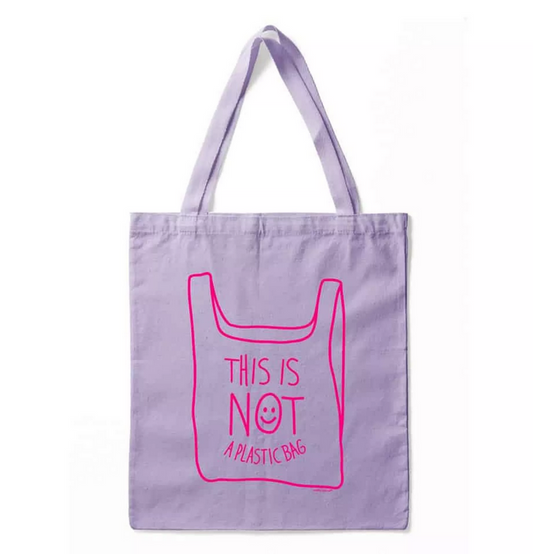 Totebag Not a plastic bag lila