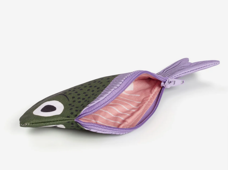 Trousse poisson balayeur kaki lila