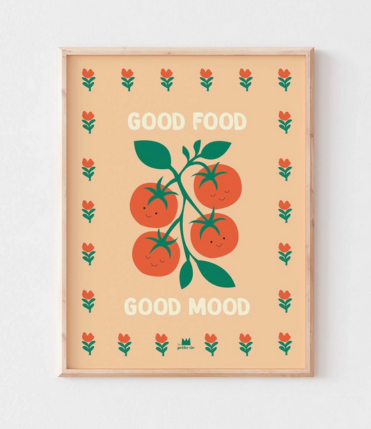 affiche 30x40cm Good food good mood tomates