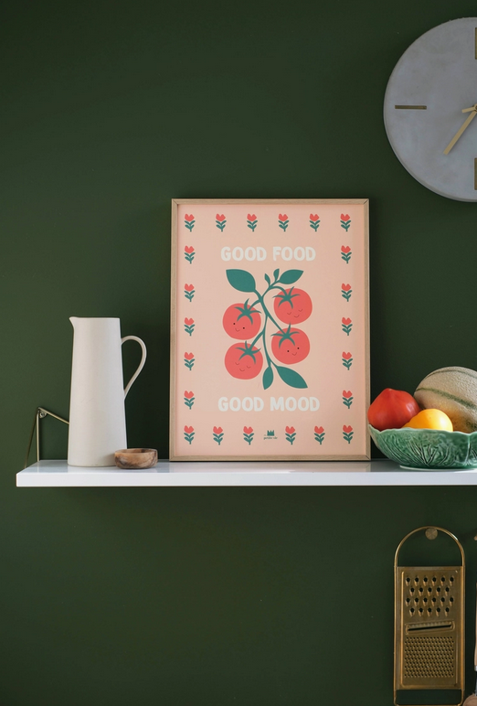 affiche 30x40cm Good food good mood tomates