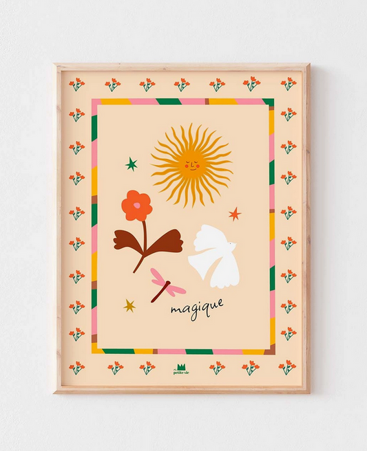 affiche 30x40cm Magique, sun, bird, flower