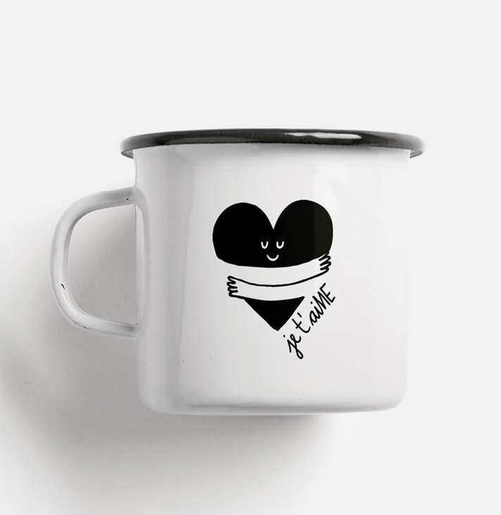Tasse mug en acier émaillé Je t'aime