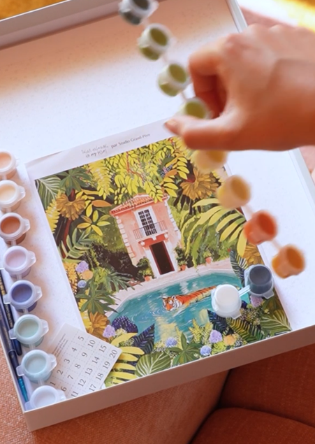 Coffret peinture au numéro Relaxing Tiger in pool