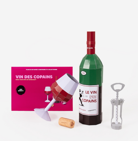 Kit assemblage papier 3D Bouteille de vin