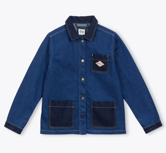 Veste worker denim contrasté