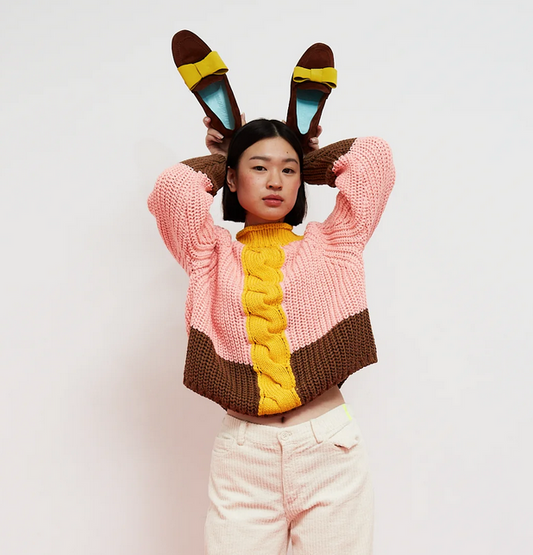 Pull Braid rose jaune