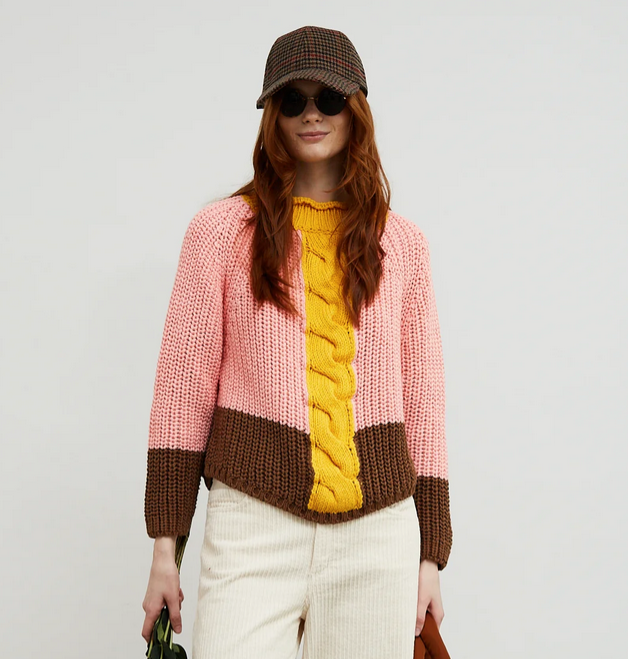 Pull Braid rose jaune