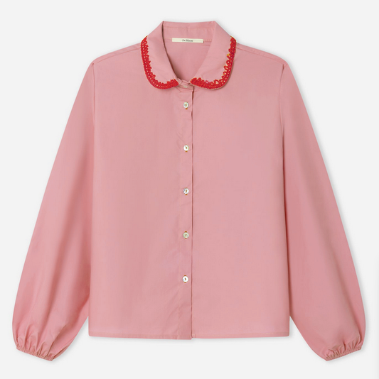 Chemise Ella rose brodée