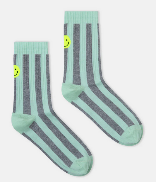 chaussette smiley rayure / 3 COLORIS