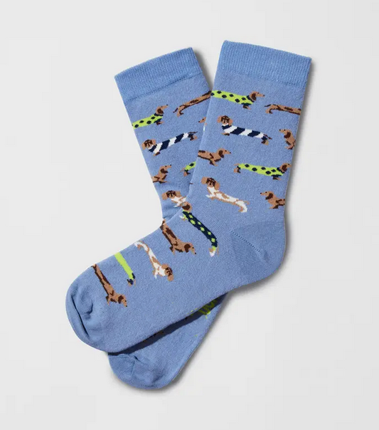Chaussettes 36-40 Teckel bleu