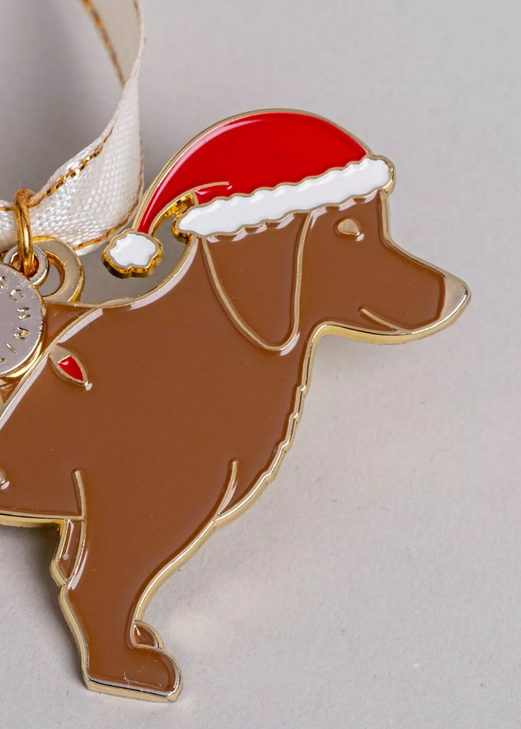 Décoration de Noël Teckel enguirlandé