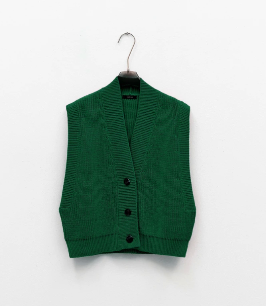 Gilet maille sans manches / Vert ou beige