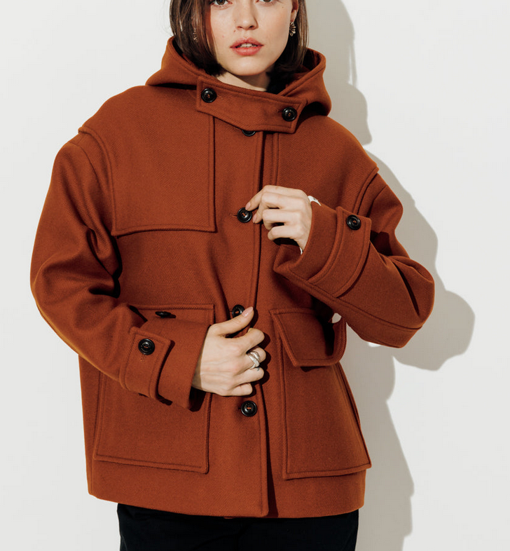 Manteau Brooklyn Laine 78% cognac