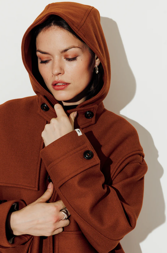 Manteau Brooklyn Laine 78% cognac