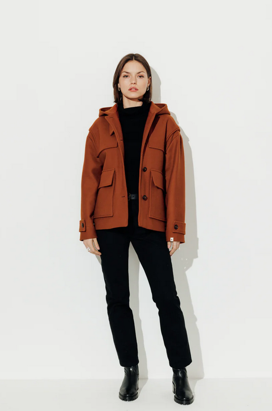Manteau Brooklyn Laine 78% cognac