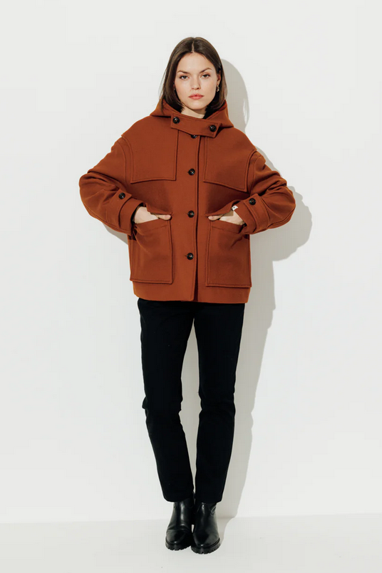 Manteau Brooklyn Laine 78% cognac
