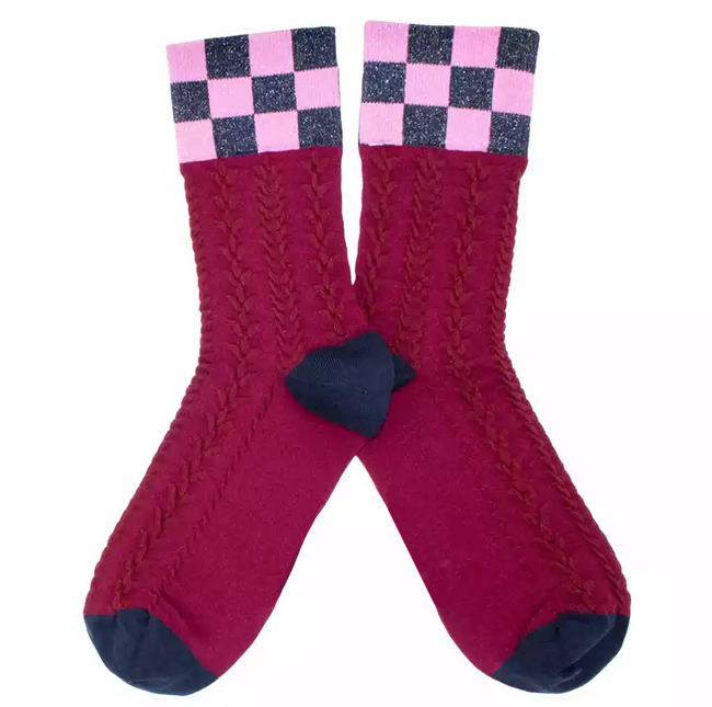 Chaussette tresses bordeaux