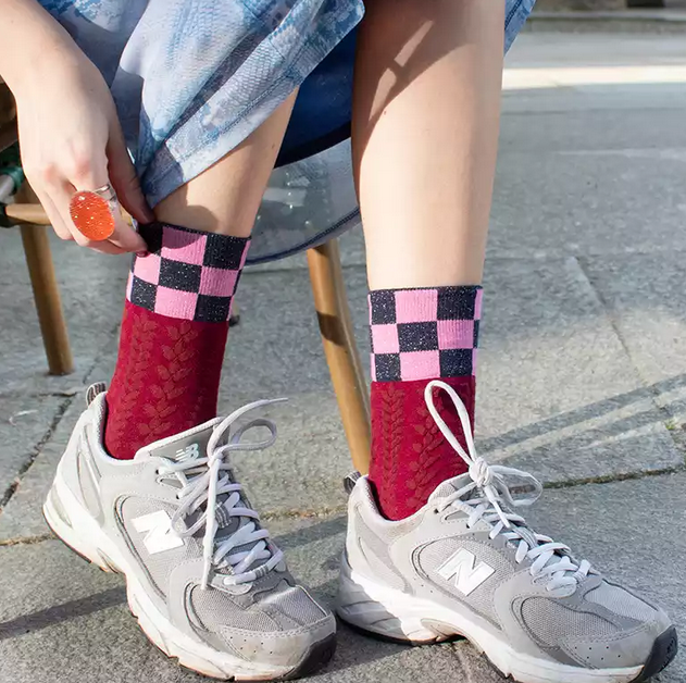 Chaussette tresses bordeaux