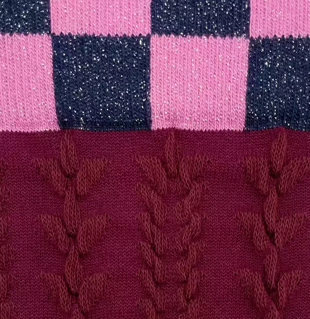 Chaussette tresses bordeaux