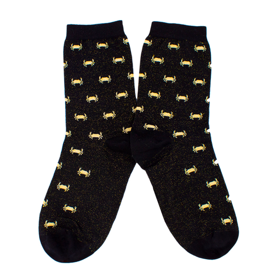 Chaussette crabes doré noir paillettes