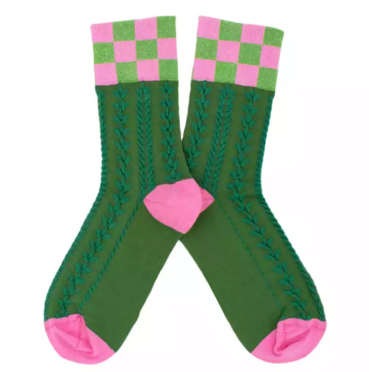 Chaussette tresses vert