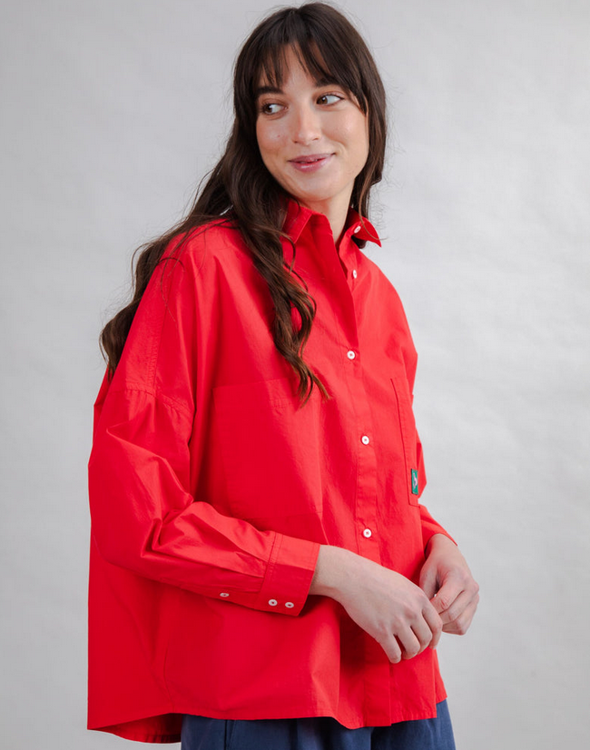 Chemise rouge boxy oversize