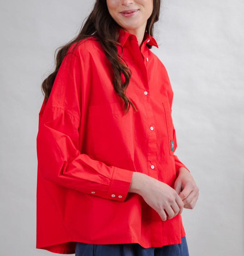 Chemise rouge boxy oversize